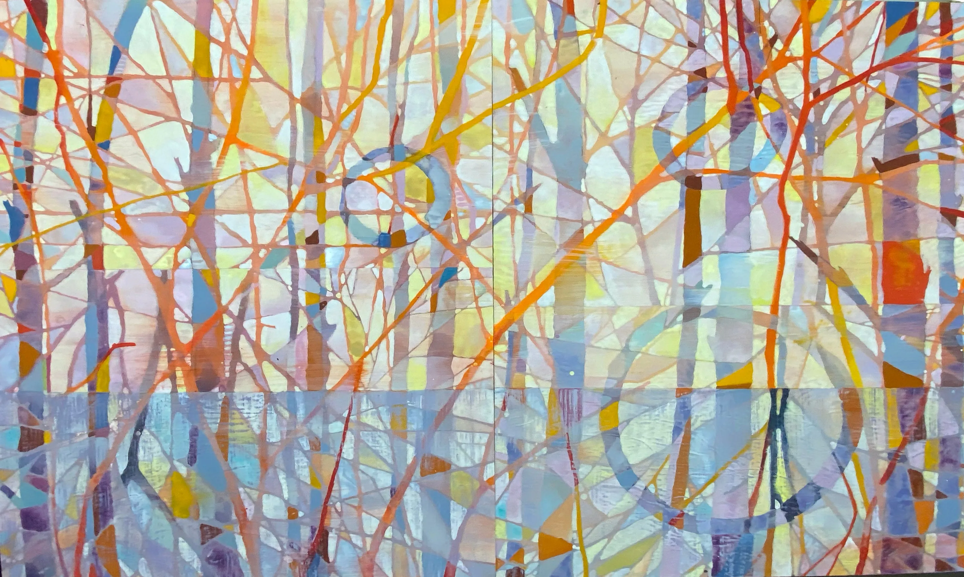 High Water Original Acrylic Painting by Nancy Tobin - Diptych Large Artwork