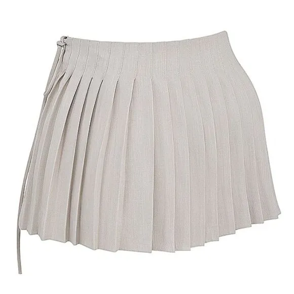 HOUSE OF CB Tatum Stone Pleated Wrap Mini Skirt