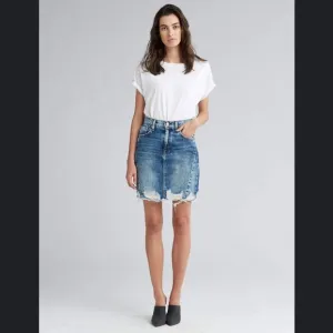 🆕Hudson Jeans Lulu Frayed Denim‎ Skirt Overshadow