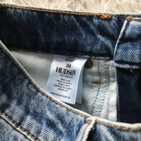 🆕Hudson Jeans Lulu Frayed Denim‎ Skirt Overshadow