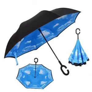 Inverted Windproof Rain Reverse Double Layer Umbrella