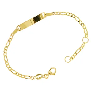Italian 14k Yellow Gold Engravable Baby Kid ID Figaro Bracelet 5.5" 1. grams