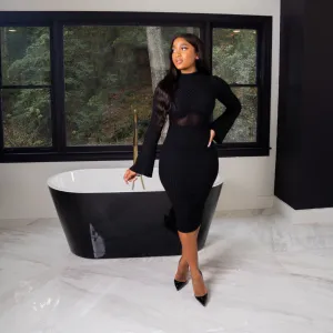 Katarina Sheer Midriff Midi Dress