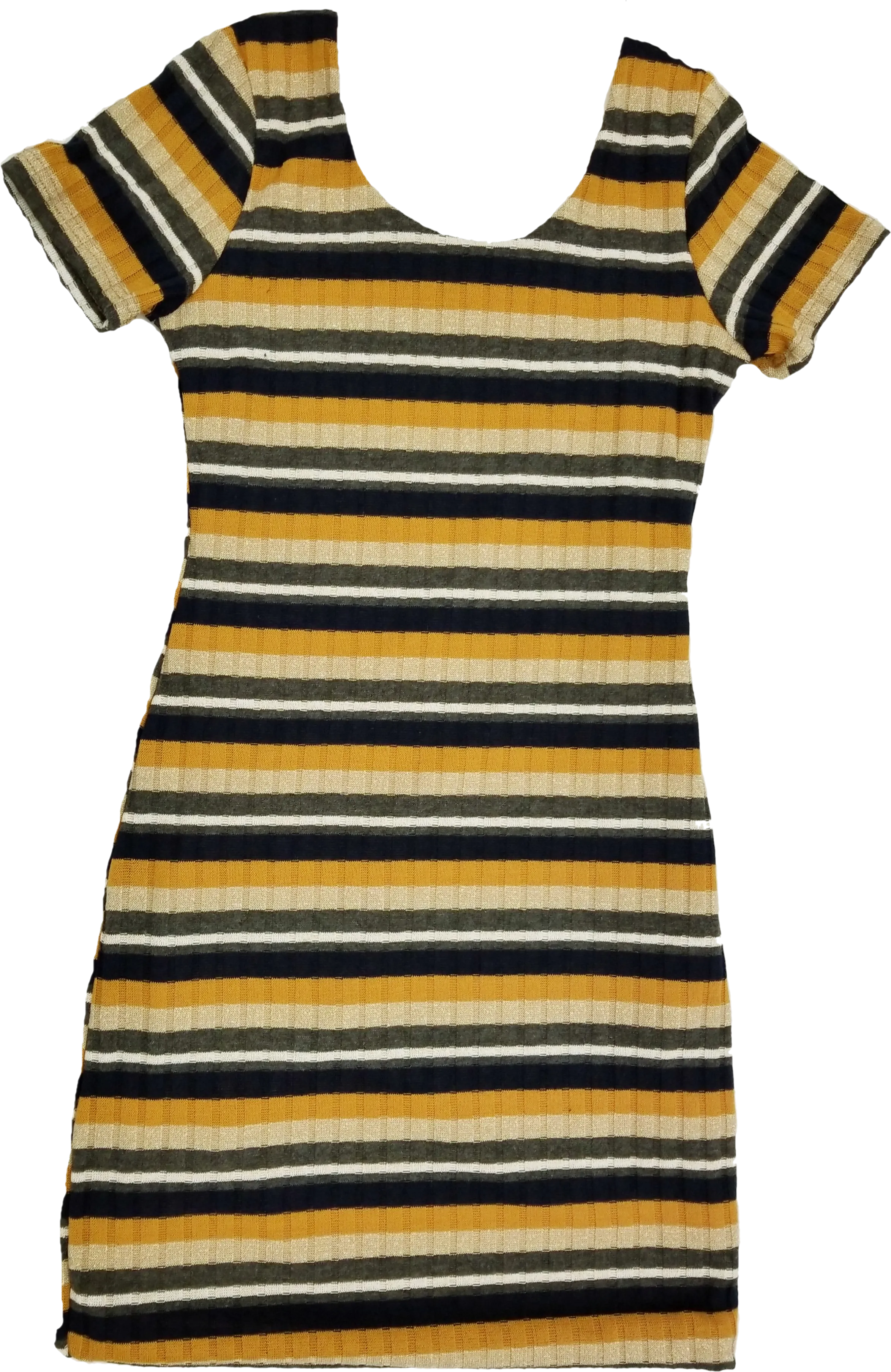 Kids Rib Stripe Short Sleeve Dress