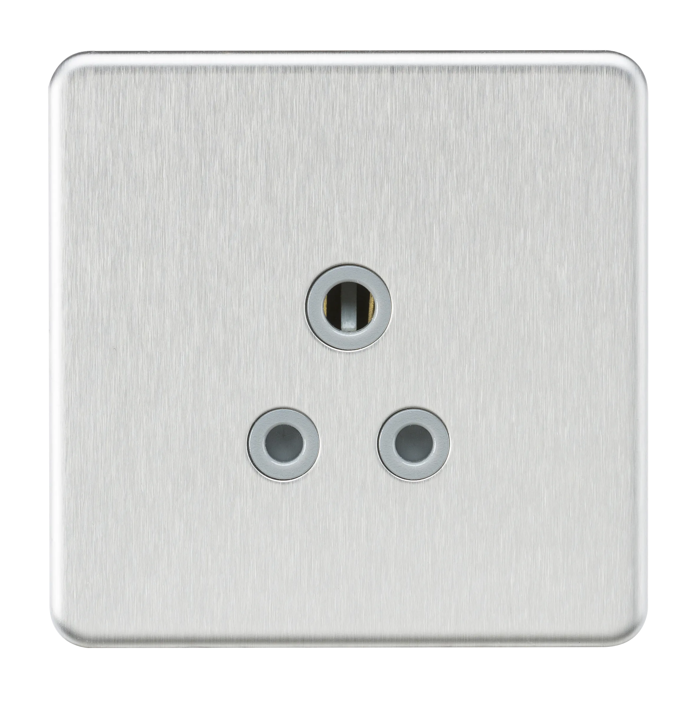 Knightsbridge SF5ABCG Screwless 5A Unswitched Round Socket - Brushed Chrome   Grey Insert