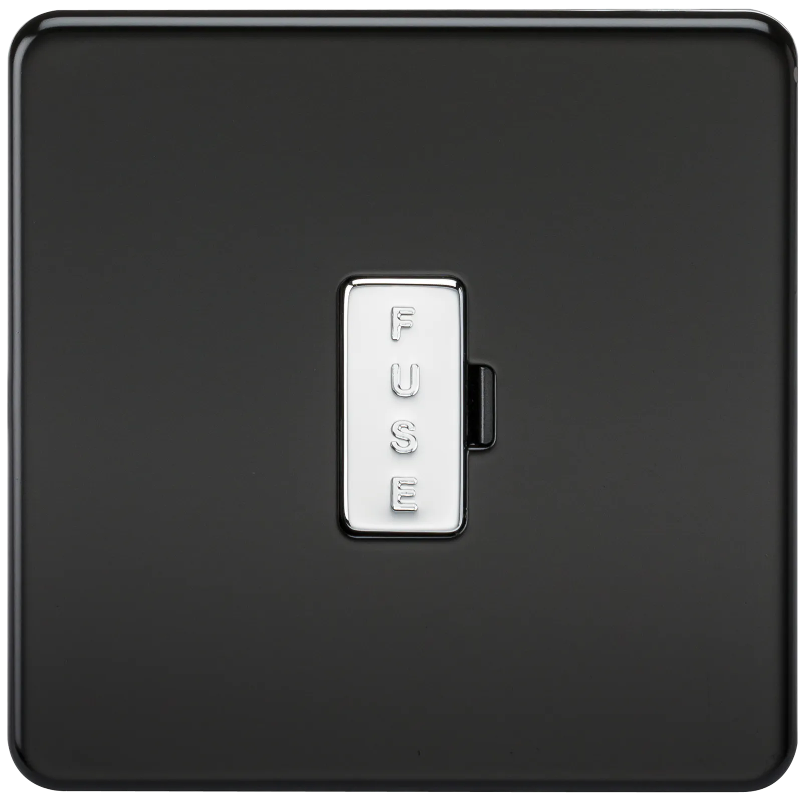 Knightsbridge SF6000MB Screwless 13A Fused Spur Unit - Matt Black   Chrome Fuse Cap