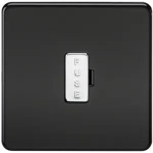 Knightsbridge SF6000MB Screwless 13A Fused Spur Unit - Matt Black   Chrome Fuse Cap