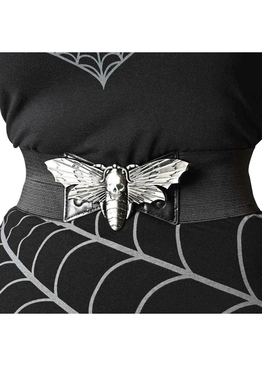 Kreepsville Death Moth Elastic Belt Black