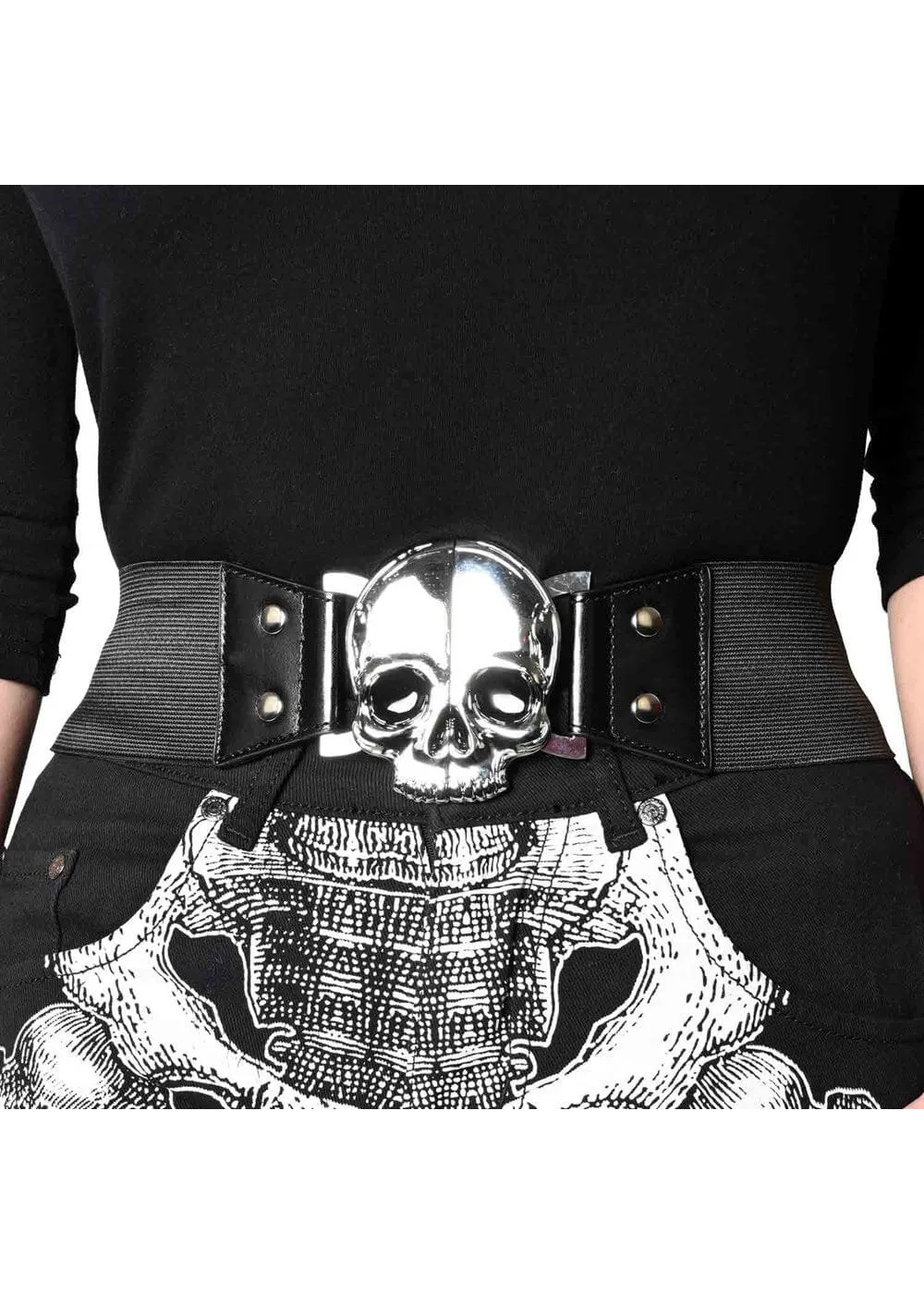 Kreepsville Skull Elastic Belt Black