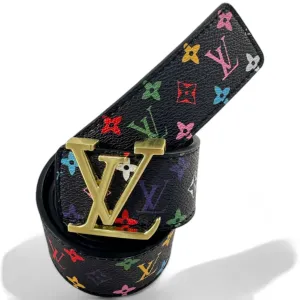 Louis Vuitton Multicolor Monogram Belt with Gold LV Buckle