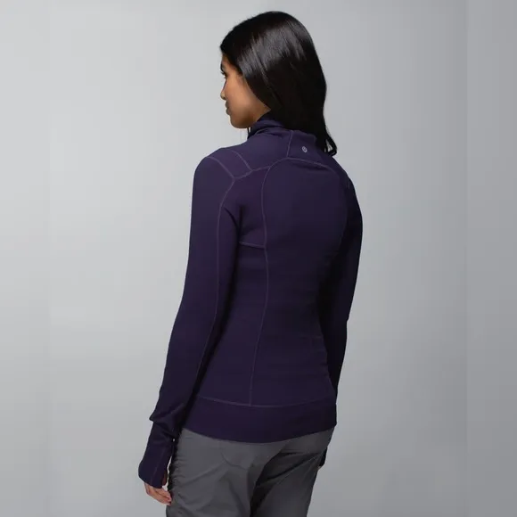 Lululemon Bhakti Yoga Zip Up Jacket in Black Grape Purple Violet size 8