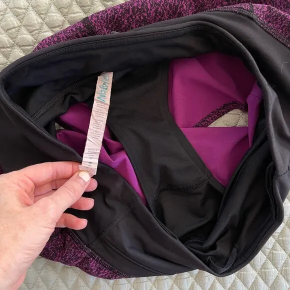Lululemon Run Times Short Purple Black Size 6 Athletic Gym Workout Running