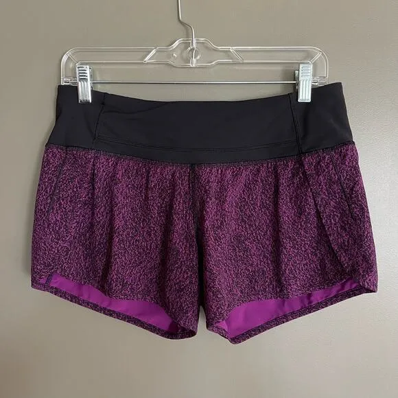 Lululemon Run Times Short Purple Black Size 6 Athletic Gym Workout Running
