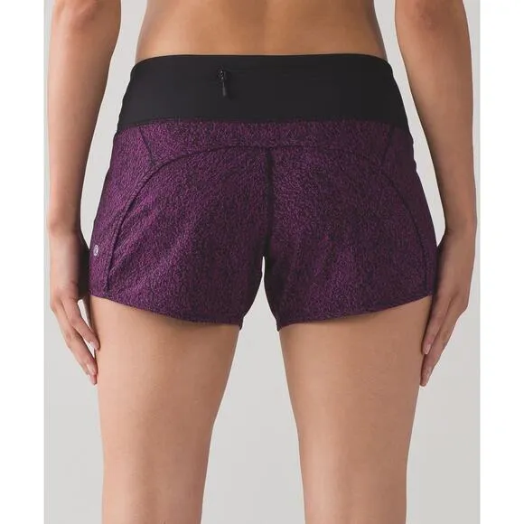 Lululemon Run Times Short Purple Black Size 6 Athletic Gym Workout Running