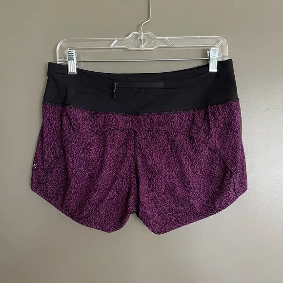 Lululemon Run Times Short Purple Black Size 6 Athletic Gym Workout Running