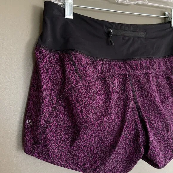 Lululemon Run Times Short Purple Black Size 6 Athletic Gym Workout Running