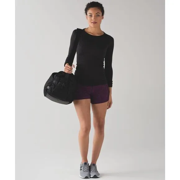 Lululemon Run Times Short Purple Black Size 6 Athletic Gym Workout Running