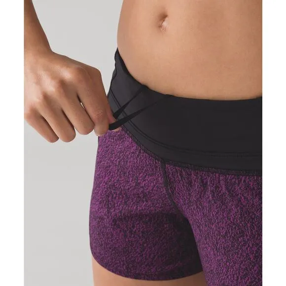 Lululemon Run Times Short Purple Black Size 6 Athletic Gym Workout Running