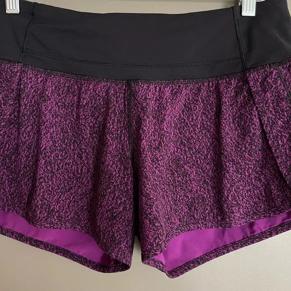Lululemon Run Times Short Purple Black Size 6 Athletic Gym Workout Running