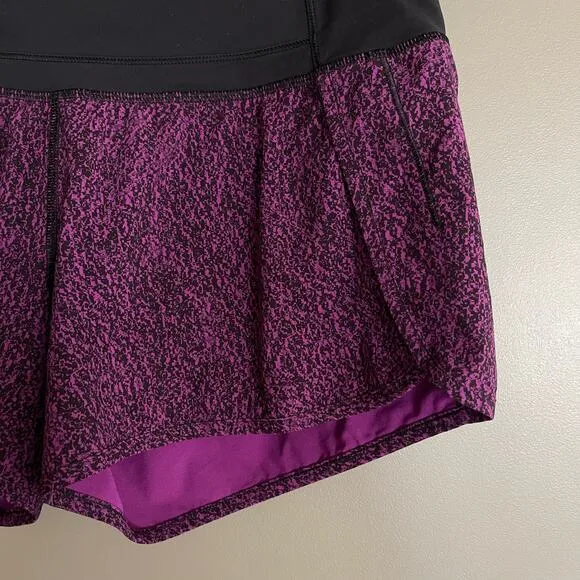 Lululemon Run Times Short Purple Black Size 6 Athletic Gym Workout Running