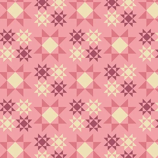 Meadow Walk Sawtooth Star Petal Pink Fabric 1338-E