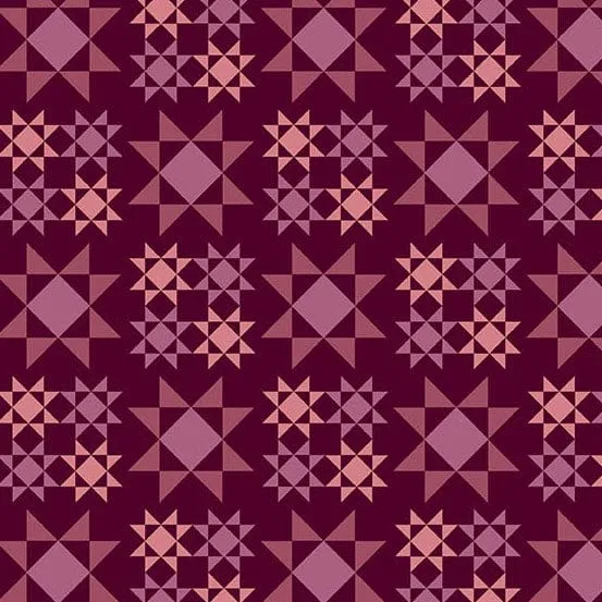 Meadow Walk Sawtooth Star Raspberry Purple Fabric 1338-P