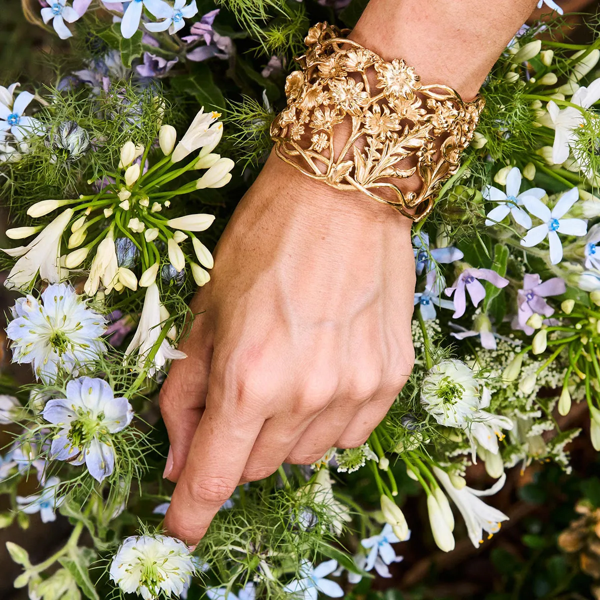 Meadow Wildflower Cuff - Gold