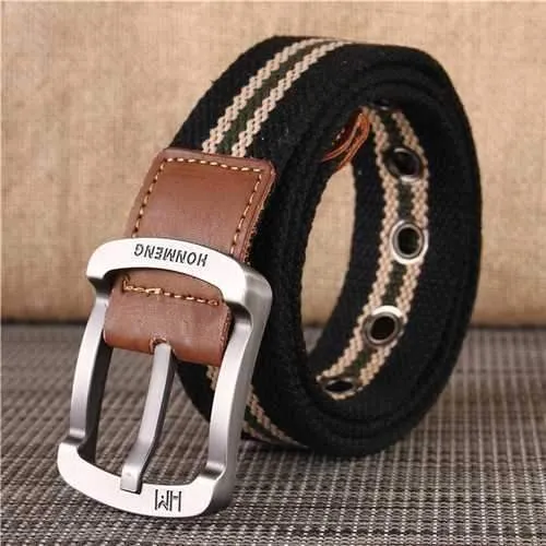 Men's Buckle Canvas Woven Belt Sport Jeans Waistband