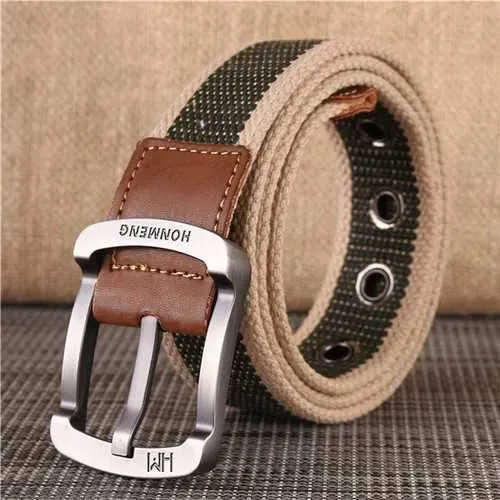 Men's Buckle Canvas Woven Belt Sport Jeans Waistband