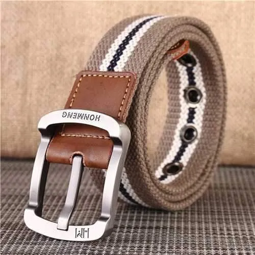 Men's Buckle Canvas Woven Belt Sport Jeans Waistband