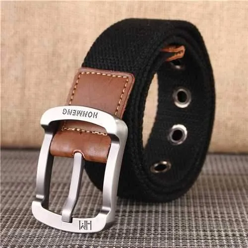 Men's Buckle Canvas Woven Belt Sport Jeans Waistband
