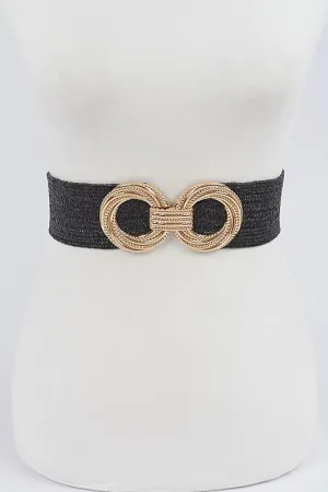Metal buckle stretch straw belt