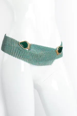 Metal Mesh Crossover Glass Buckle Belt