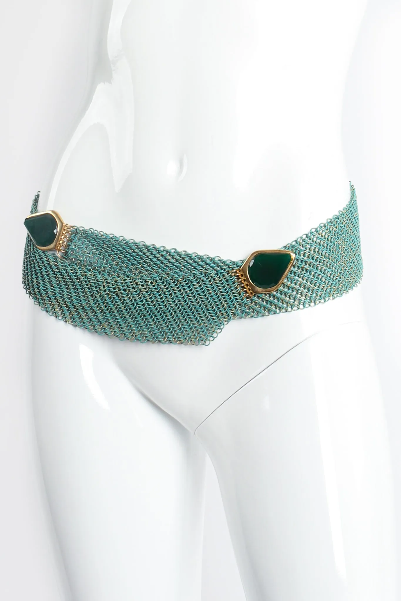 Metal Mesh Crossover Glass Buckle Belt