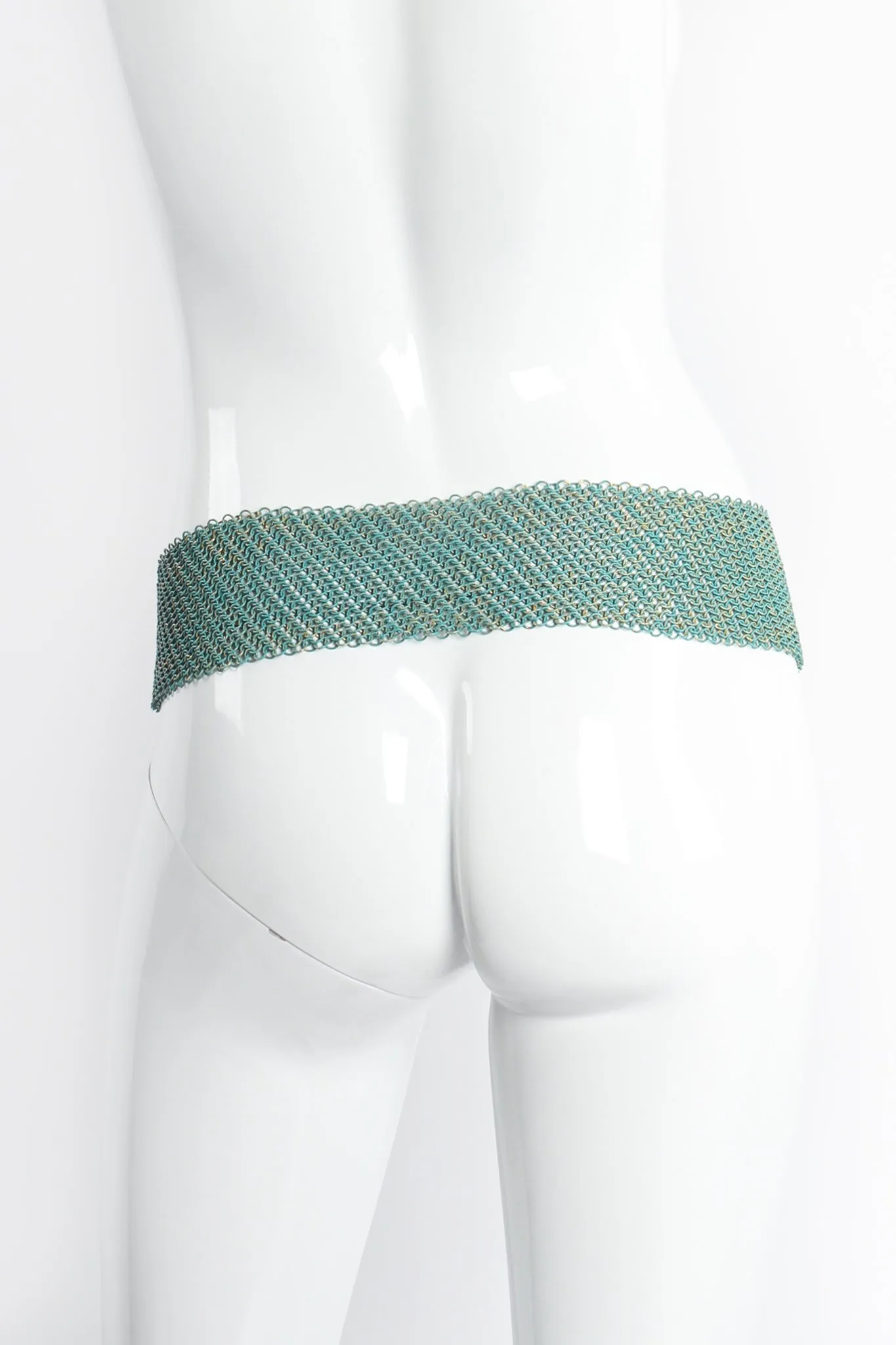 Metal Mesh Crossover Glass Buckle Belt