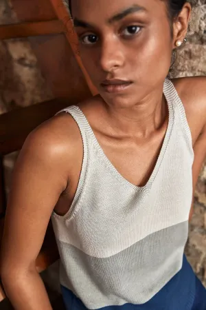 Mistical Grey Knitted V-Neck Tank Top