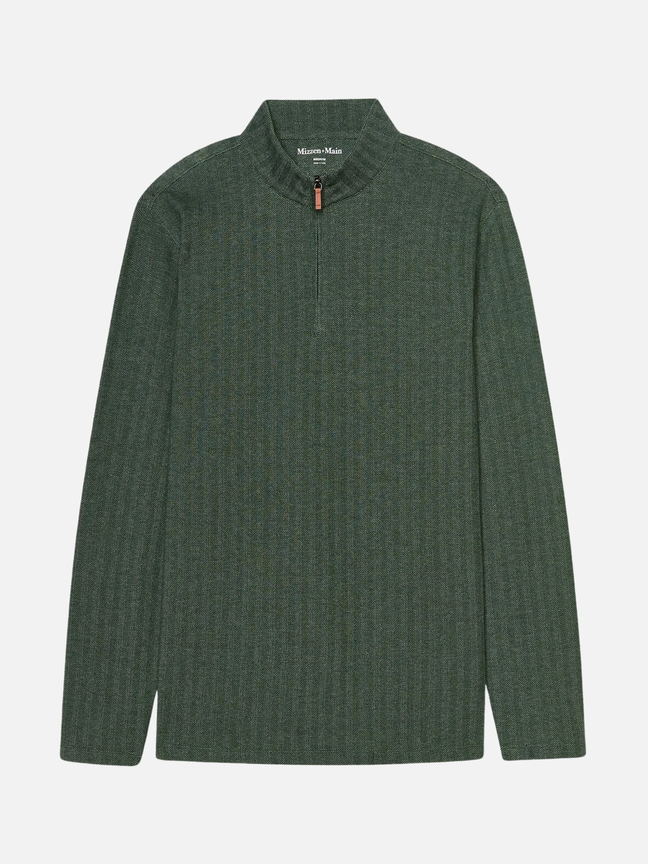 Mizzen   Main KPI Quarter Zip - Spruce Herringbone