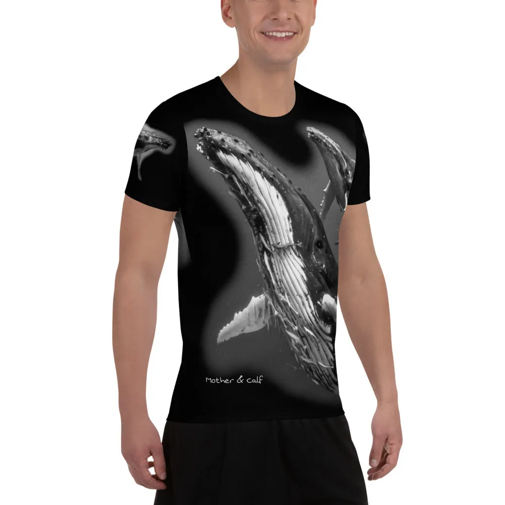 Mother & Calf Humpbacks All-Over Print Men's Athletic T-shirt