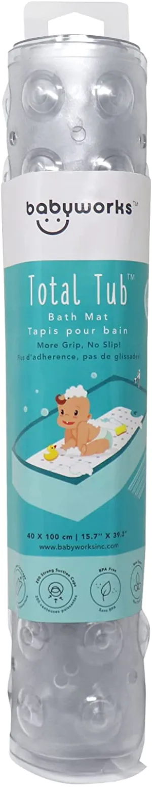 New Baby Works Total Tub Bath Mat - Extra-Long 100cm x 40cm (39.4" x 15.7"), 200 suction cups for maximum safety
