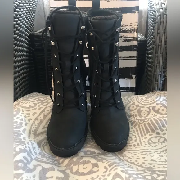 New Dolce Vita Dixy Faux Shearling Trim Heel Platform Boots