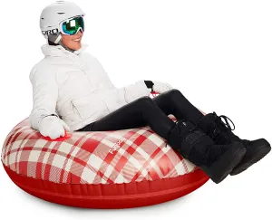 New in box! FUNBOY Giant Inflatable Retro Plaid Snow Tube, Winter Snow Sled, Perfect for Holiday Adventures, Tube-Plaid, Retails $91 