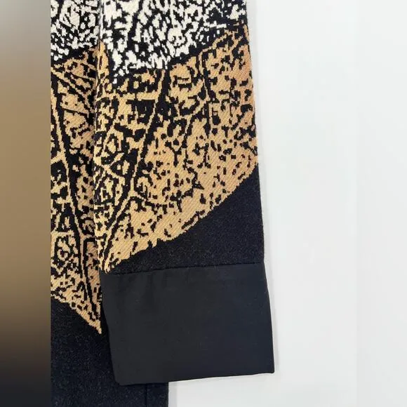 Nic   Zoe Santana Cardigan Sweater Jacket Leafs Metal Clasp Printed Size Medium
