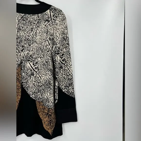 Nic   Zoe Santana Cardigan Sweater Jacket Leafs Metal Clasp Printed Size Medium