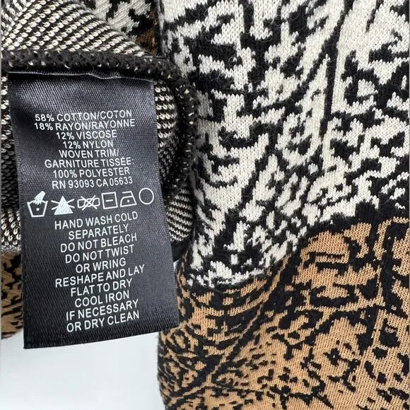 Nic   Zoe Santana Cardigan Sweater Jacket Leafs Metal Clasp Printed Size Medium