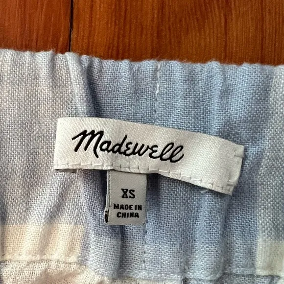 NWOT - Madewell Linen-Blend Side-Button Midi Skirt in Gingham Check - Si…