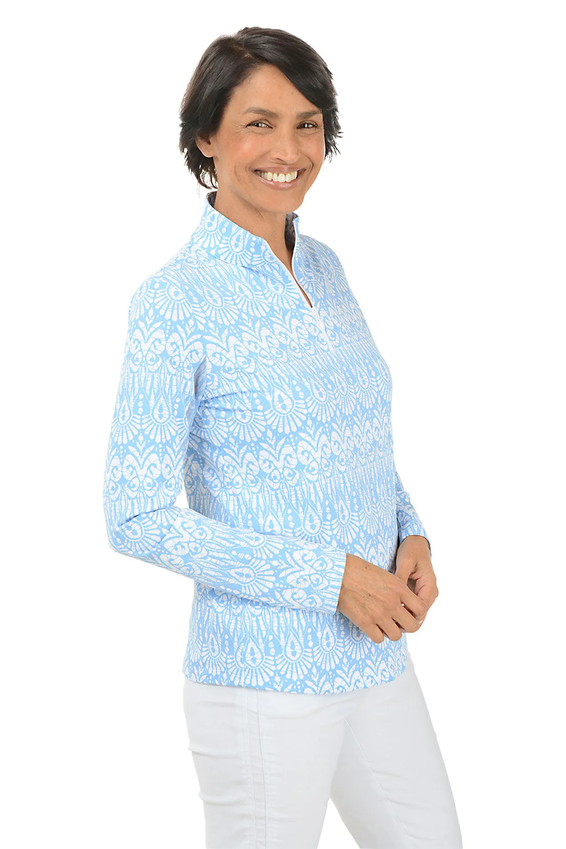 Periwinkle Barbara Palm UPF50  Sun Shirt
