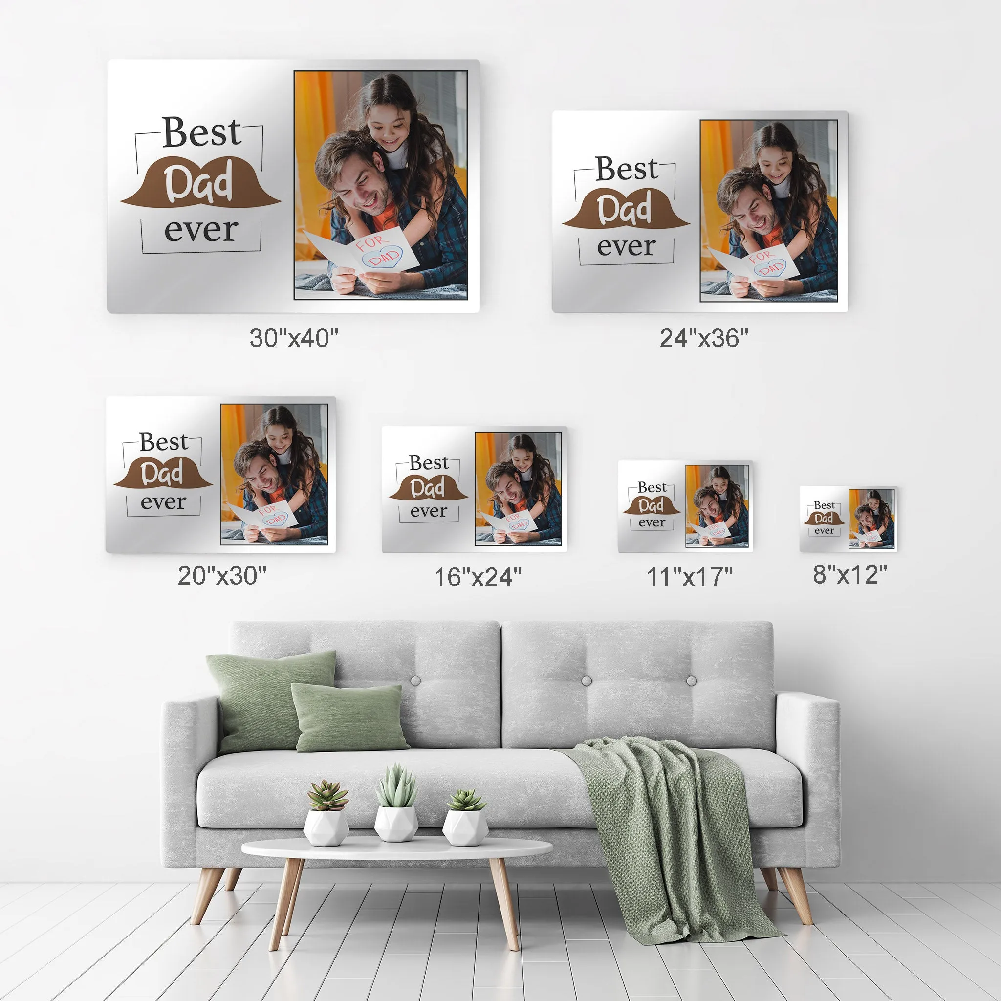 Personalized Father`s Day  Gift Wall Art Custom Photo with Best Dad Ever text
