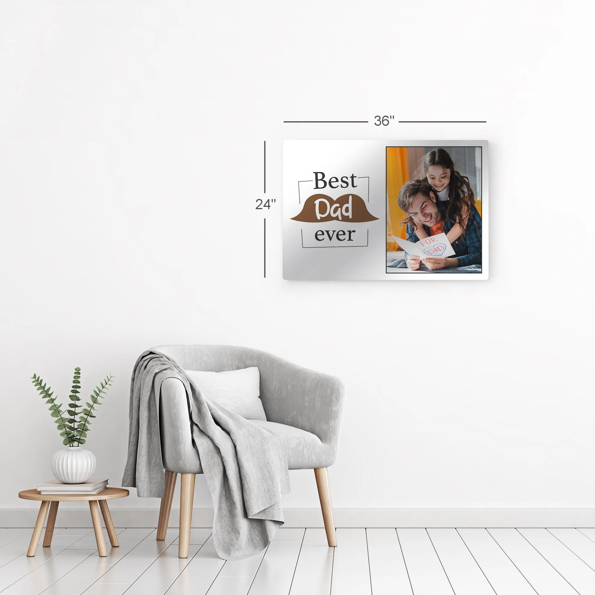 Personalized Father`s Day  Gift Wall Art Custom Photo with Best Dad Ever text