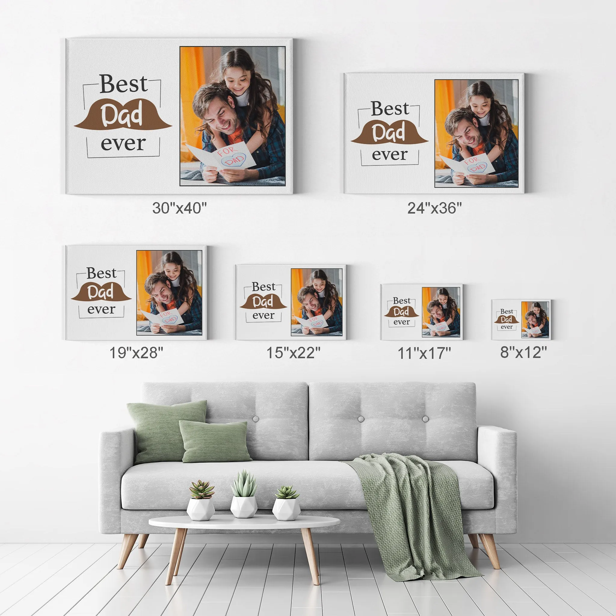 Personalized Father`s Day  Gift Wall Art Custom Photo with Best Dad Ever text