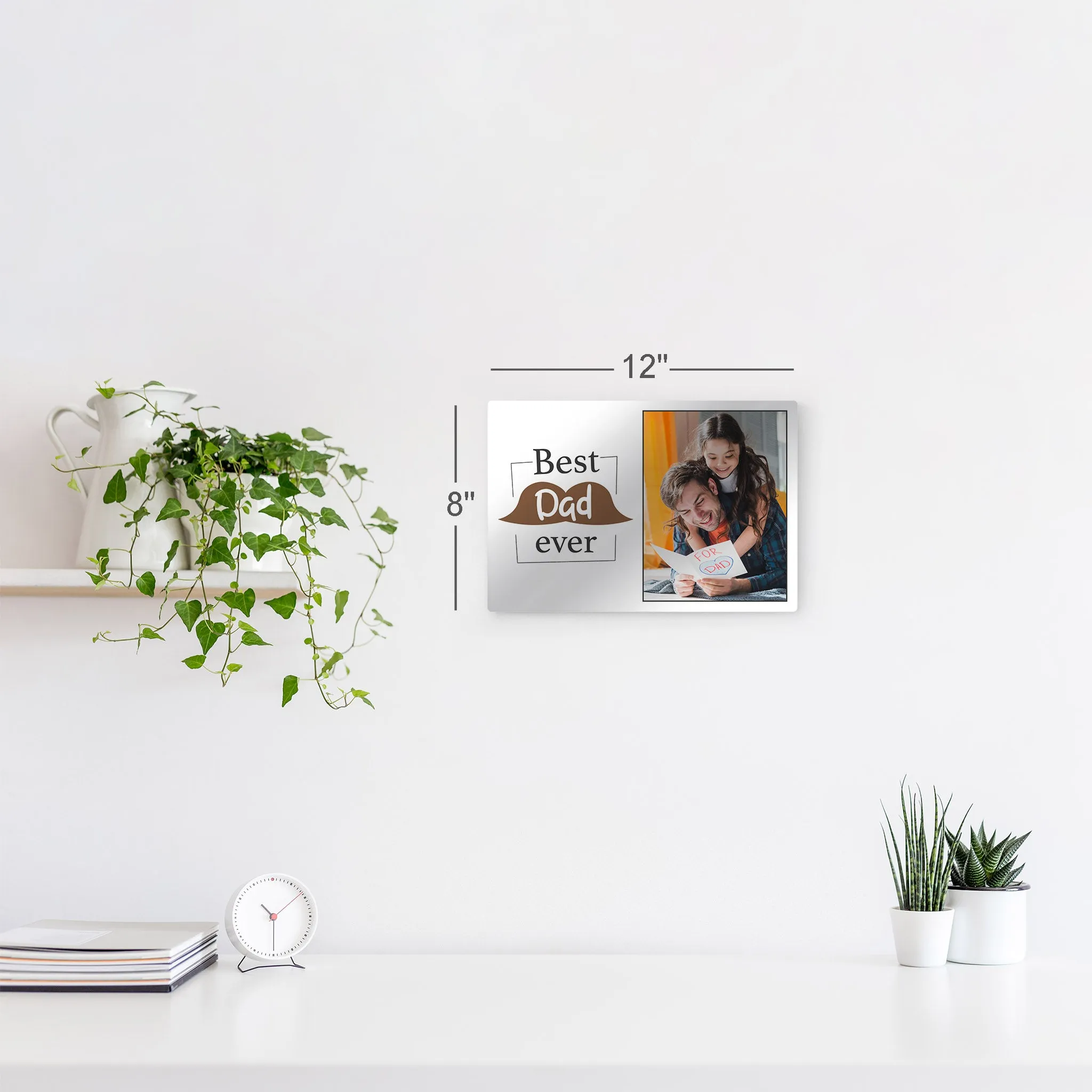 Personalized Father`s Day  Gift Wall Art Custom Photo with Best Dad Ever text